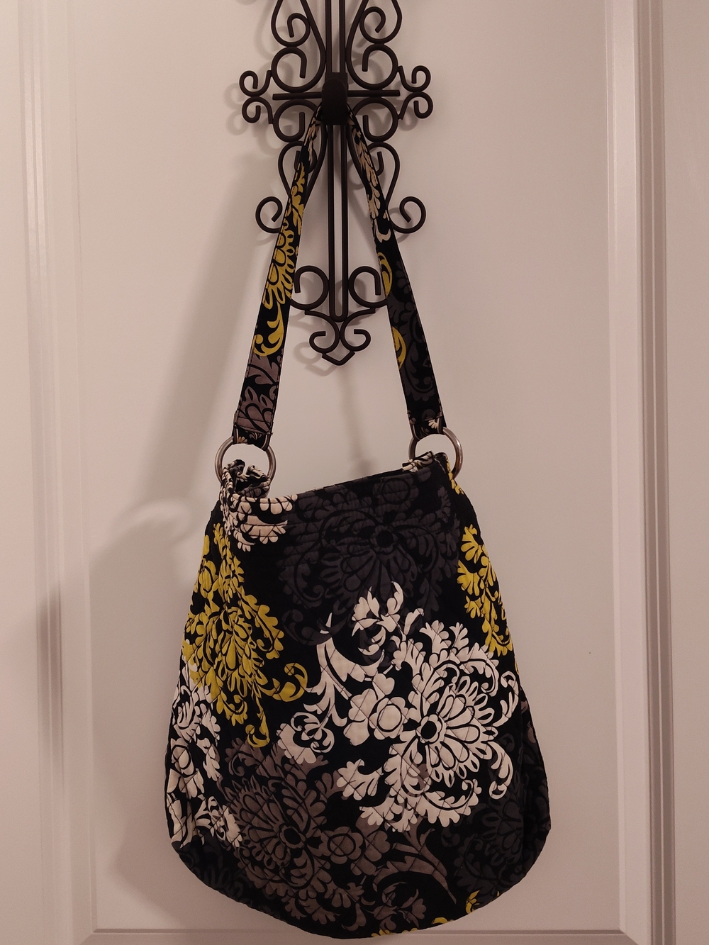 Vera Bradley Retired Baroque Floral Shoulder Bag with Yellow & Whites